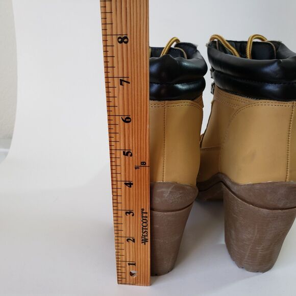 Joe Boxer Allyn Chunky Ankle Booties Women 8 Beige Tan Faux Leather Block Heel - Picture 10 of 16